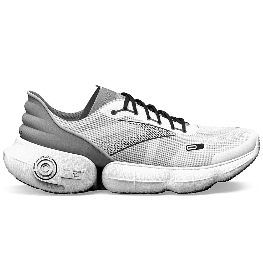 Men's Brooks Aurora, White/Alloy/Black, 8 D Medium