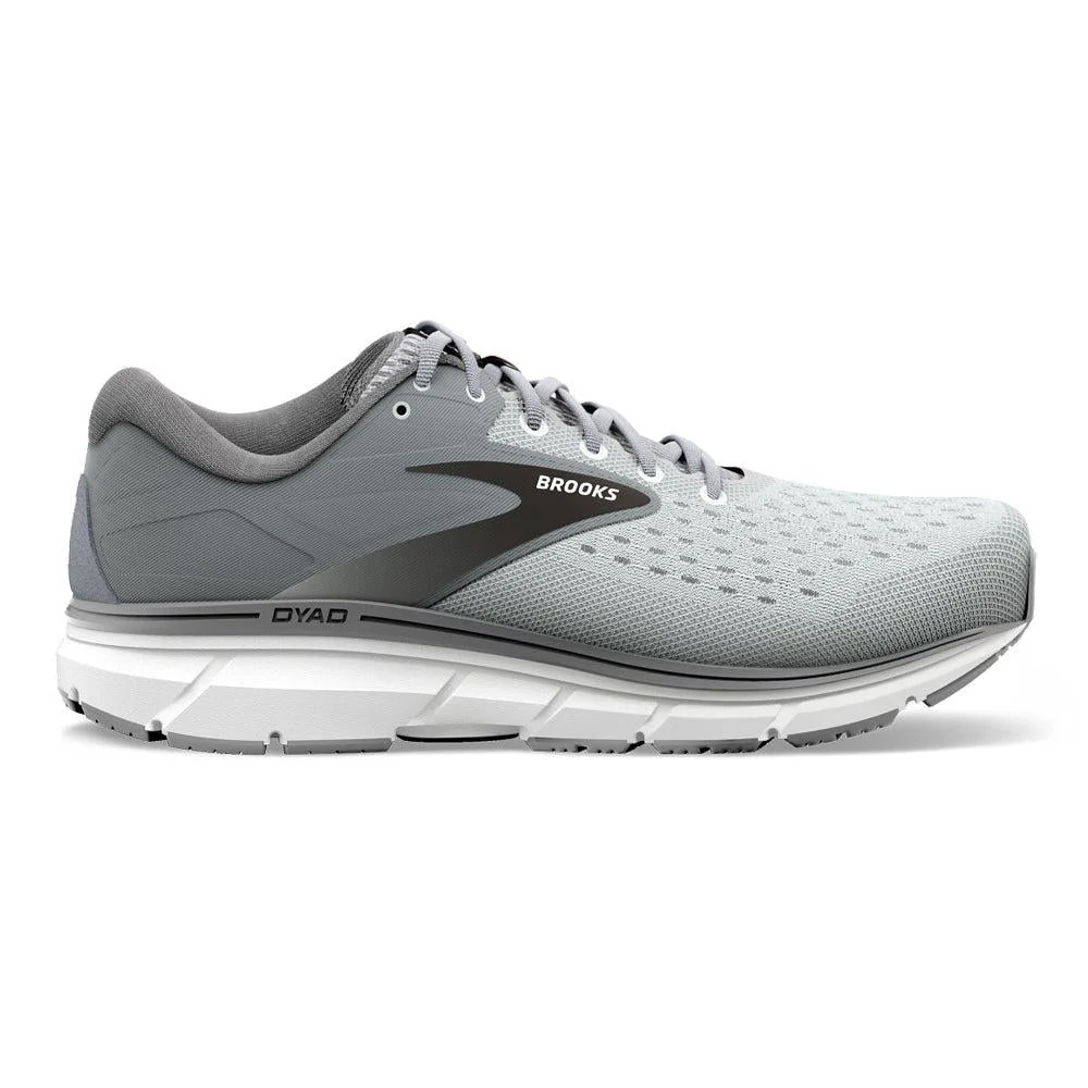 Men's Brooks Dyad 11, Grey/Black/White, 14 2E Wide
