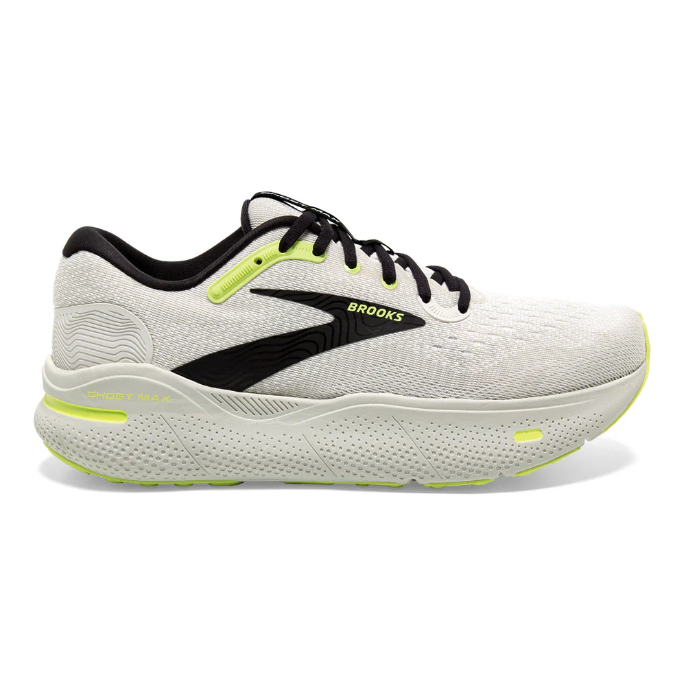 Men's Brooks Ghost Max, Grey/Black/Sharp Green, 10 D Medium