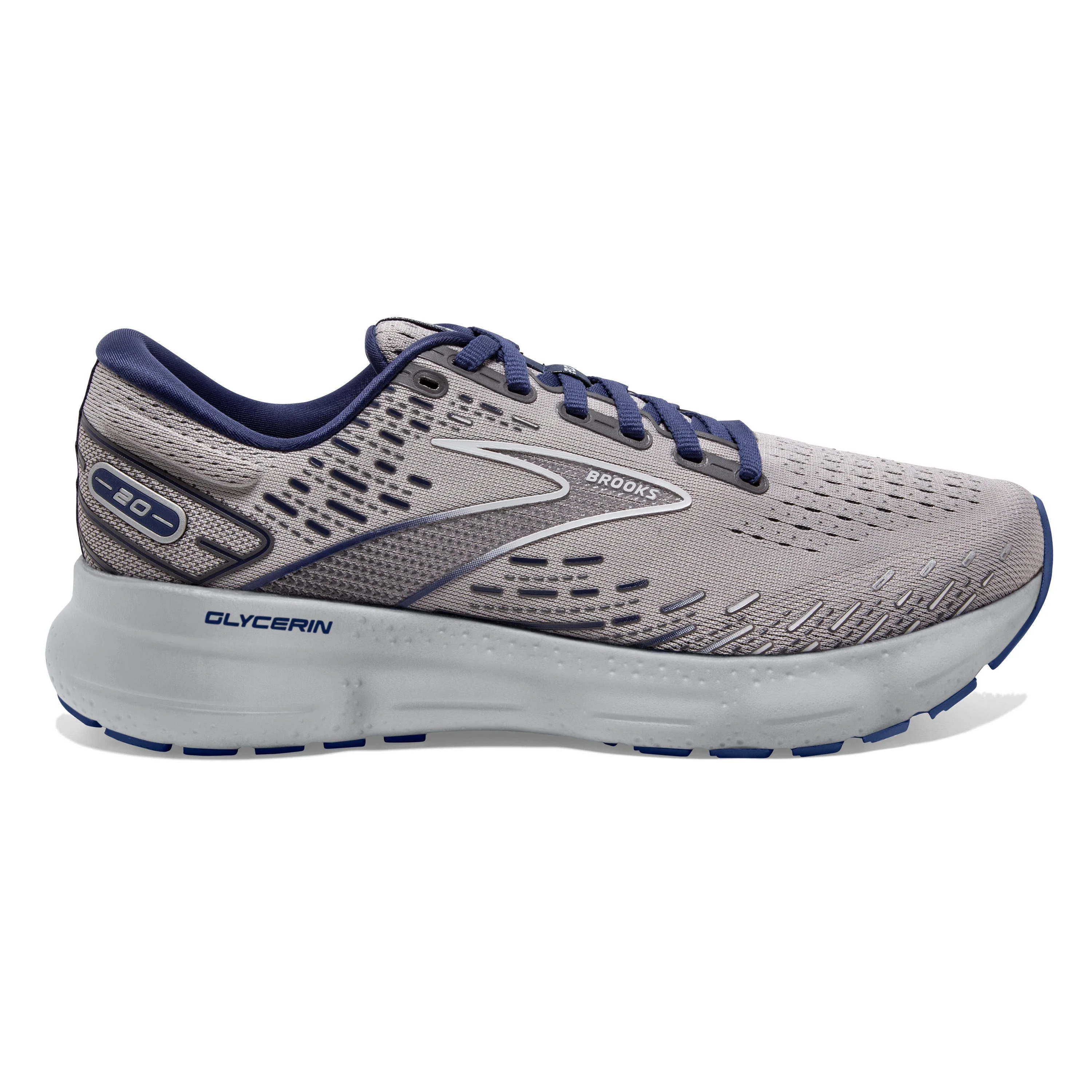 Men's Brooks Glycerin 20, Alloy/Grey/Blue Depths, 15 D Medium