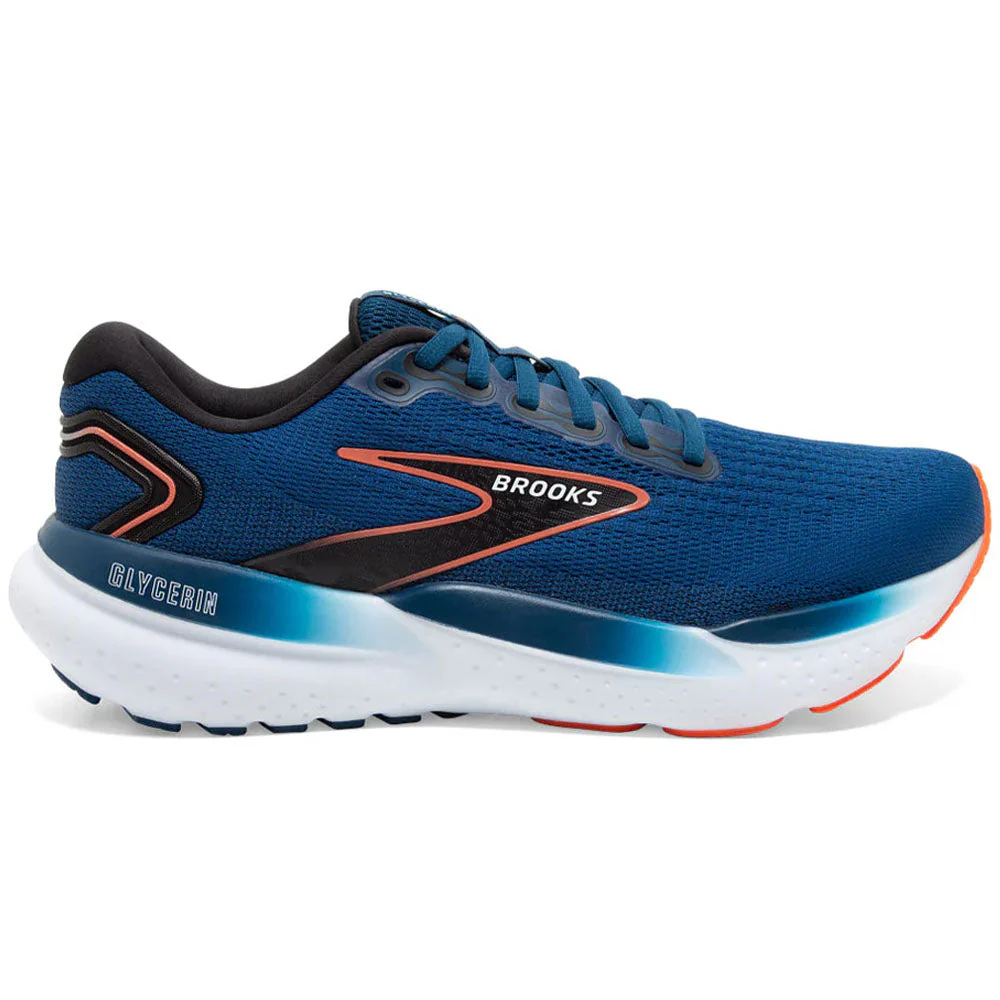 Men's Brooks Glycerin 21, Blue Opal/Black/Nasturtium, 7 D Medium