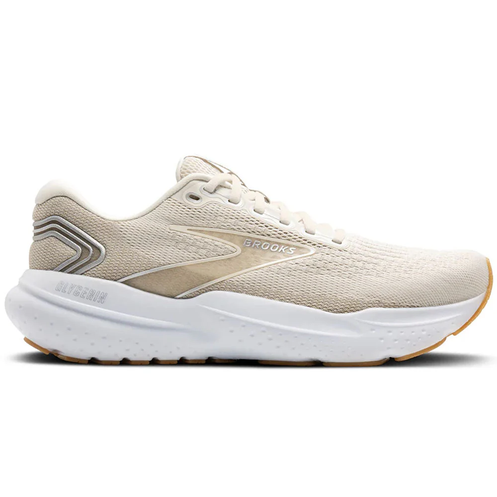 Men's Brooks Glycerin 21, Khaki/Silver/White, 12 D Medium