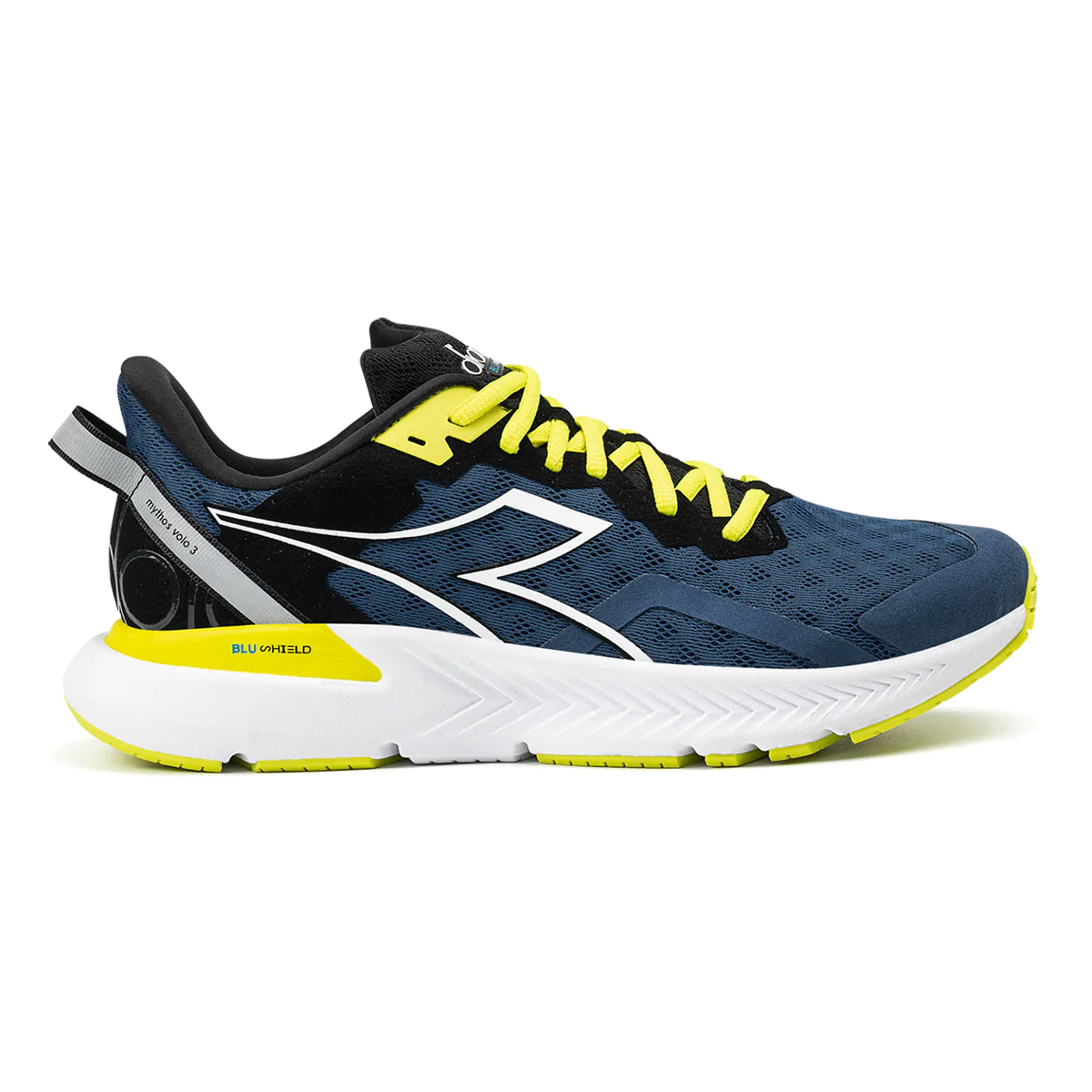 Men's Diadora Mythos Blushield Volo 3, Blue Opal/White/Evening Primrose, 9.5 D Medium