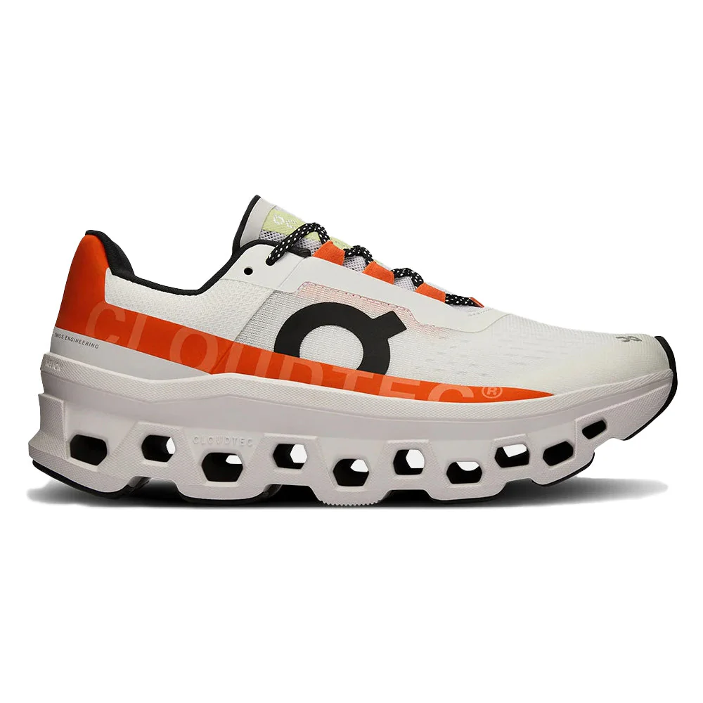Men's On Cloudmonster, Undyed-White/Flame, 8 D Medium