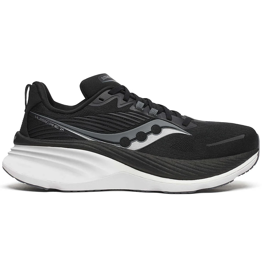 Men's Saucony Hurricane 24, Black/Carbon, 12 2E Wide