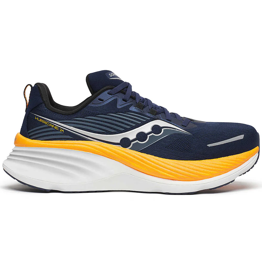 Men's Saucony Hurricane 24, Navy/Peel, 9.5 2E Wide
