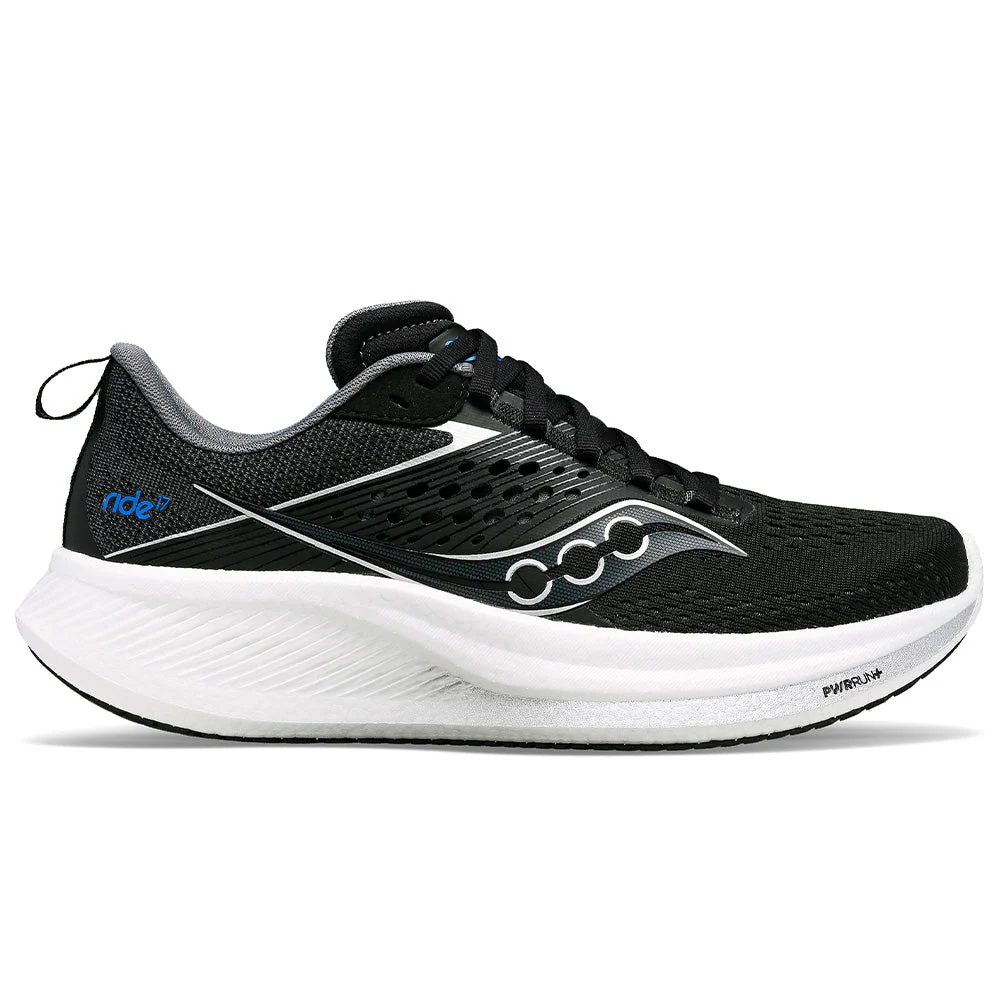 Men's Saucony Ride 17, Black/White, 11.5 D Medium