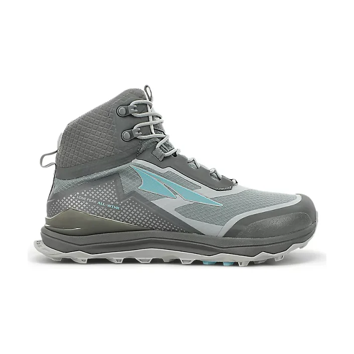 Women's Altra Lone Peak All-WTHR Mid, Gray/Green, 7 B Medium