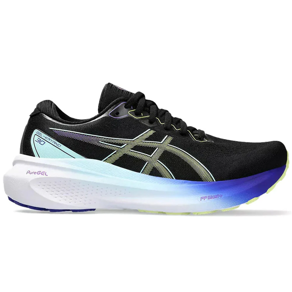Women's Asics Gel-Kayano 30, Black/Glow Yellow, 5.5 D Wide