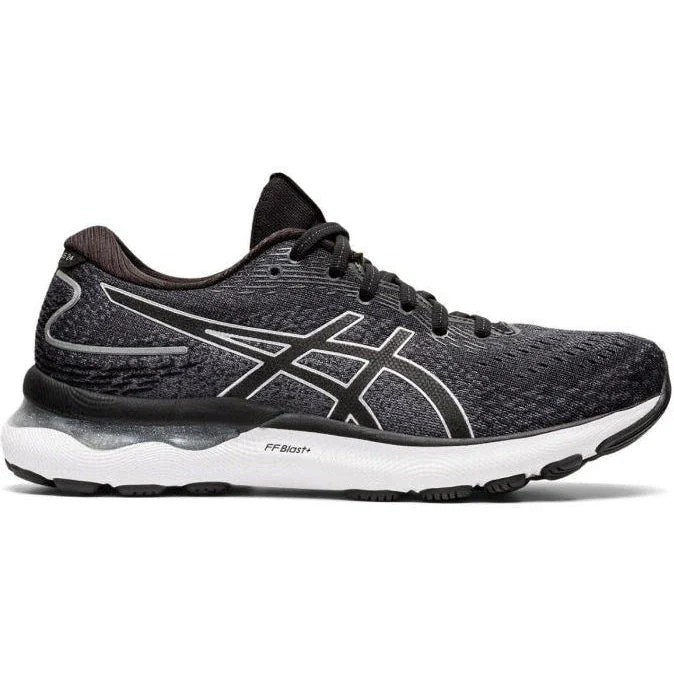 Women's Asics Gel-Nimbus 24, Black/Pure Silver, 5 D Wide