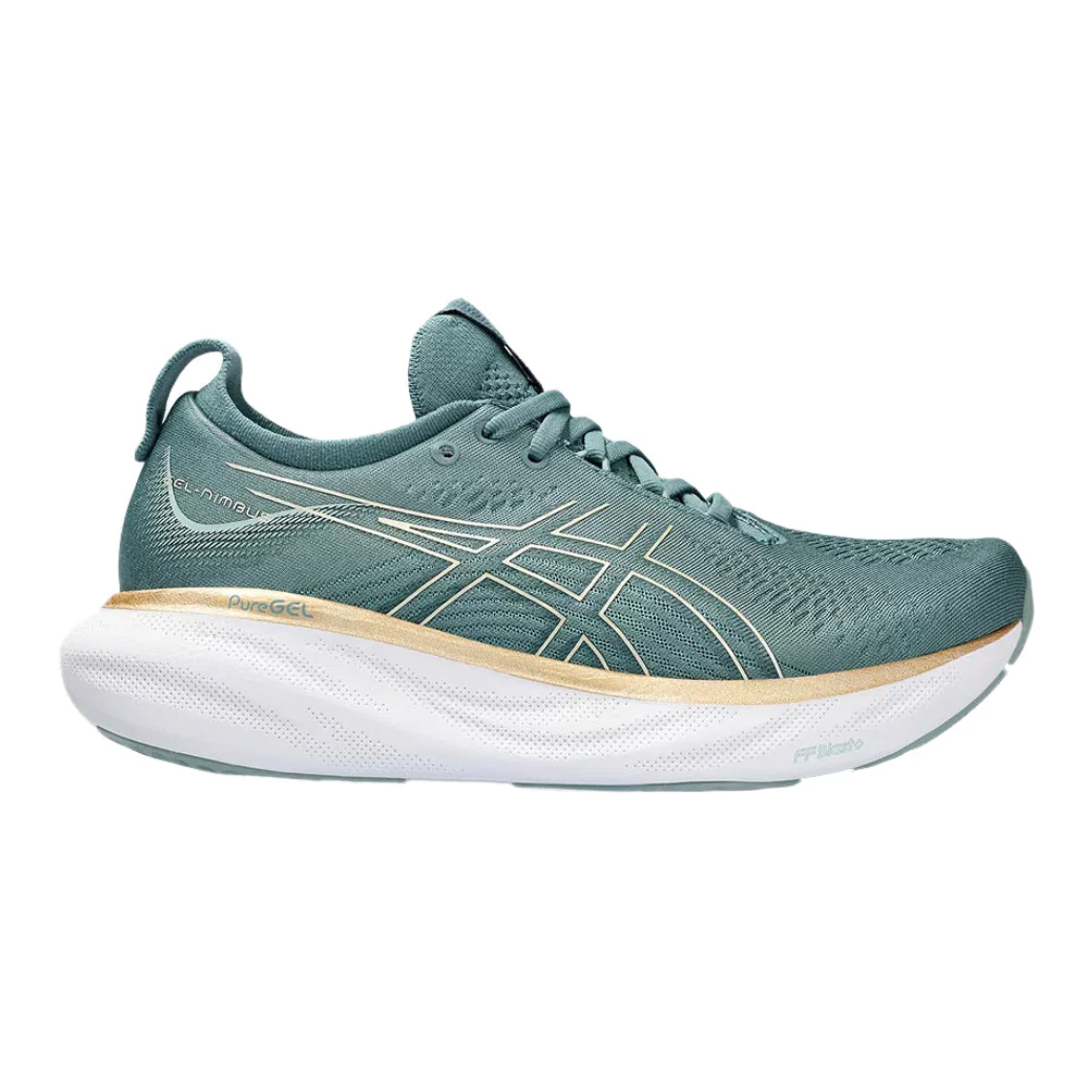 Women's Asics Gel-Nimbus 25, Foggy Teal/Champagne, 11 B Medium