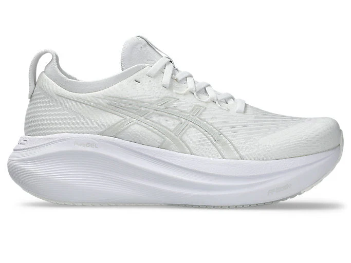 Women's Asics Gel-Nimbus 27, White/Glacier Grey, 8.5 B Medium
