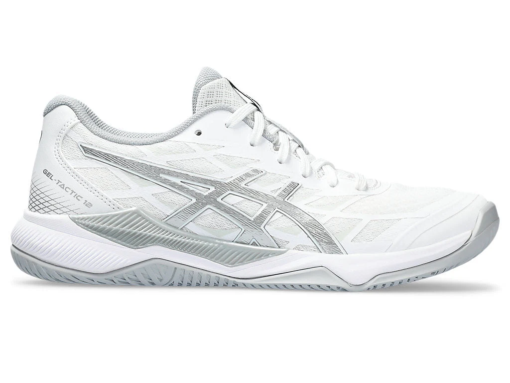 Women's Asics Gel-Tactic 12, White/Pure Silver, 9.5 B Medium