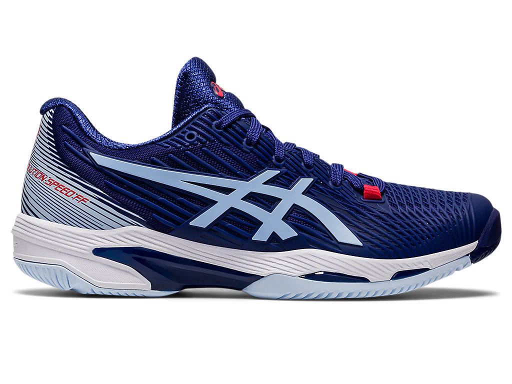 Women's Asics Solution Speed FlyteFoam 2, Dive Blue/Soft Sky, 7 B Medium