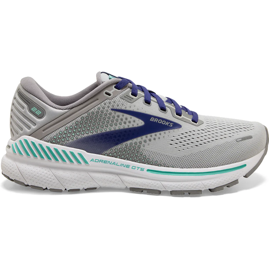 Women's Brooks Adrenaline GTS 22, Alloy/Blue/Green, 7 2A Narrow