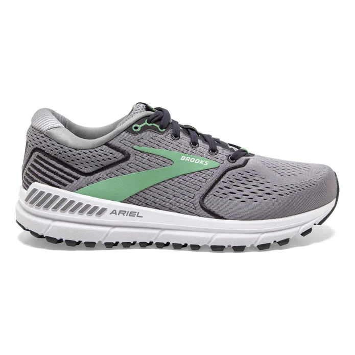 Women's Brooks Ariel '20, Alloy/Blackened Pearl/Green, 6 D Wide