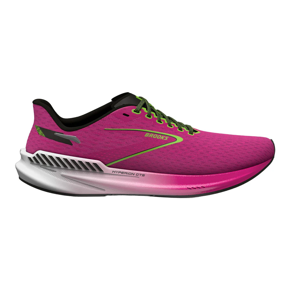 Women's Brooks Hyperion GTS, Pink Glo/Green/Black, 10 B Medium