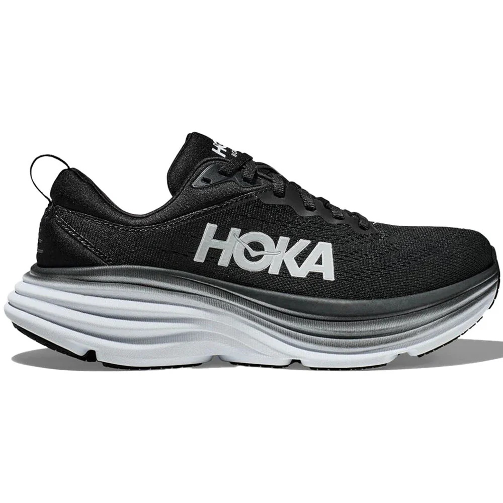 Women's Hoka Bondi 8, Black/White, 12 B Medium