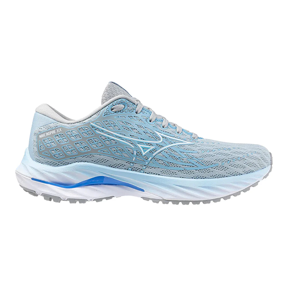 Women's Mizuno Wave Inspire 20, Cerulean/White, 10 D Wide