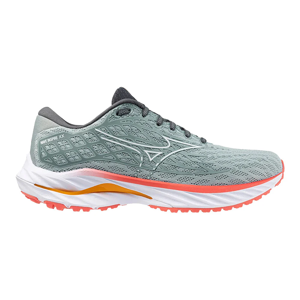 Women's Mizuno Wave Inspire 20, Grey Mist-White, 7 B Medium