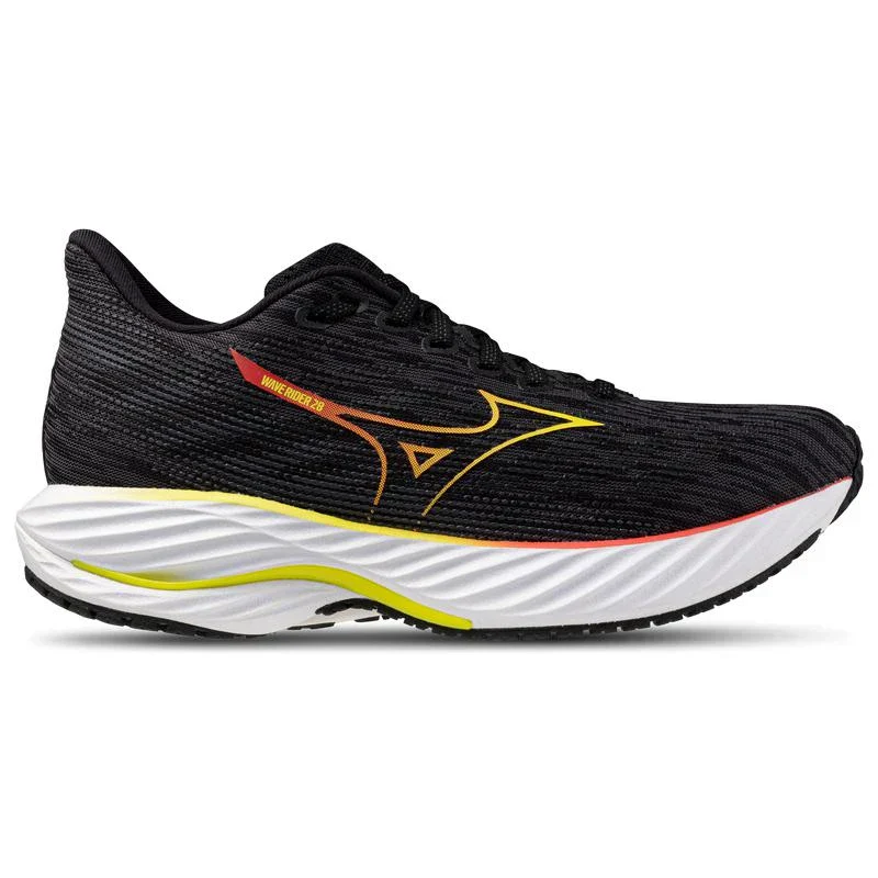 Women's Mizuno Wave Rider 28, Black/Evening Primrose, 10.5 B Medium