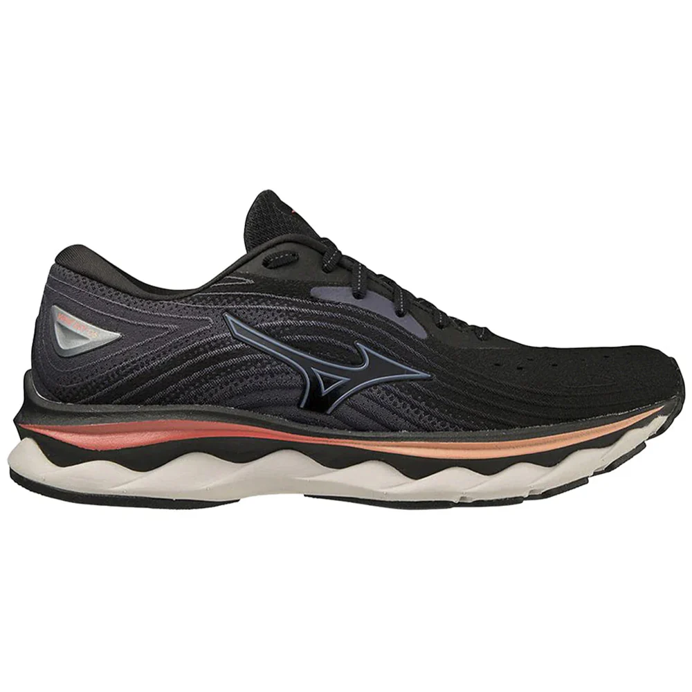 Women's Mizuno Wave Sky 6, Black/Quicksilver, 11 B Medium