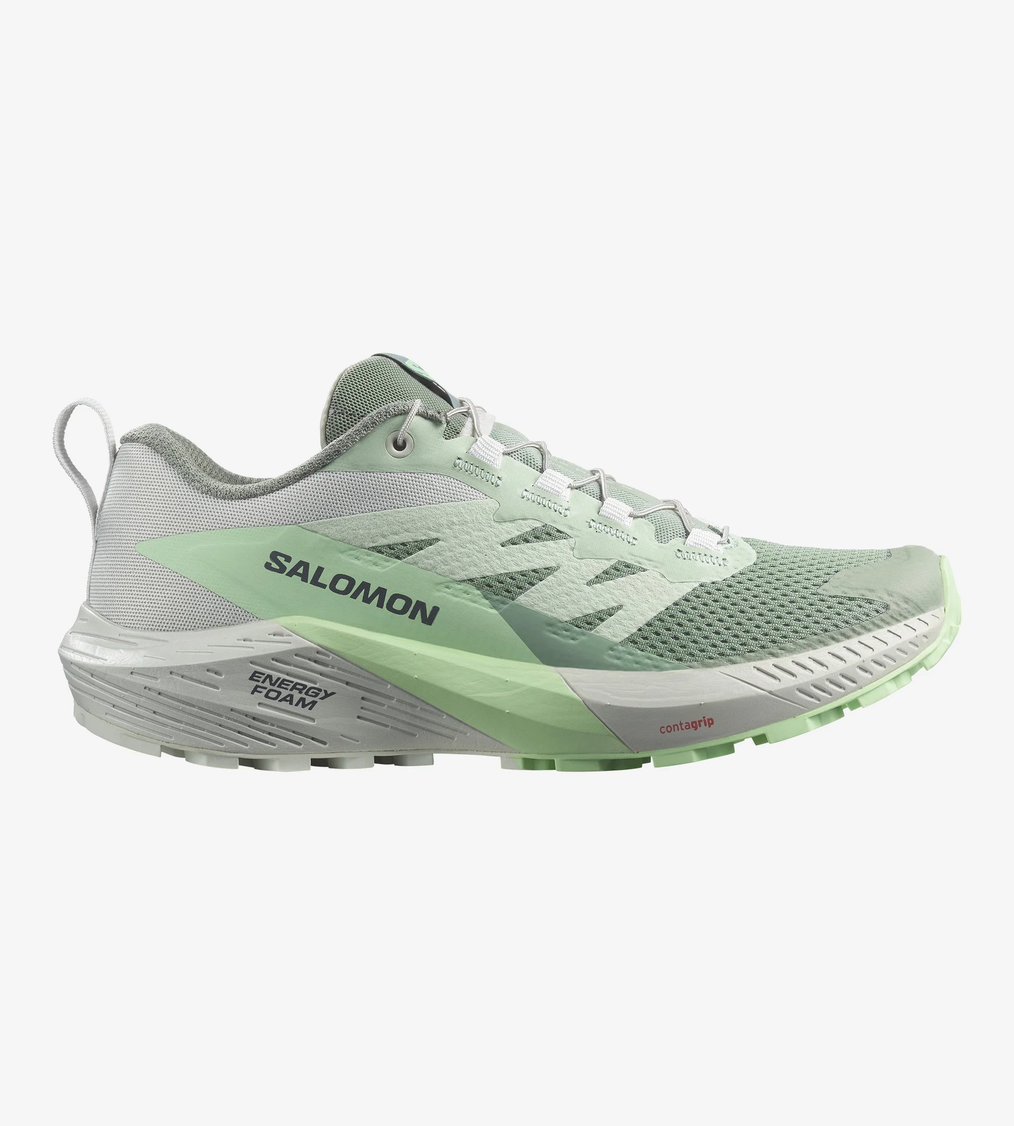 Women's Salomon Sense Ride 5, Lily Pad/Metal/Green Ash, 7.5 B Medium