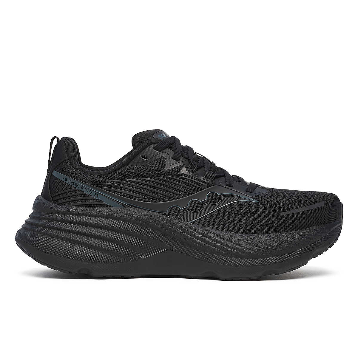 Women's Saucony Hurricane 24, Black/Black, 9 B Medium