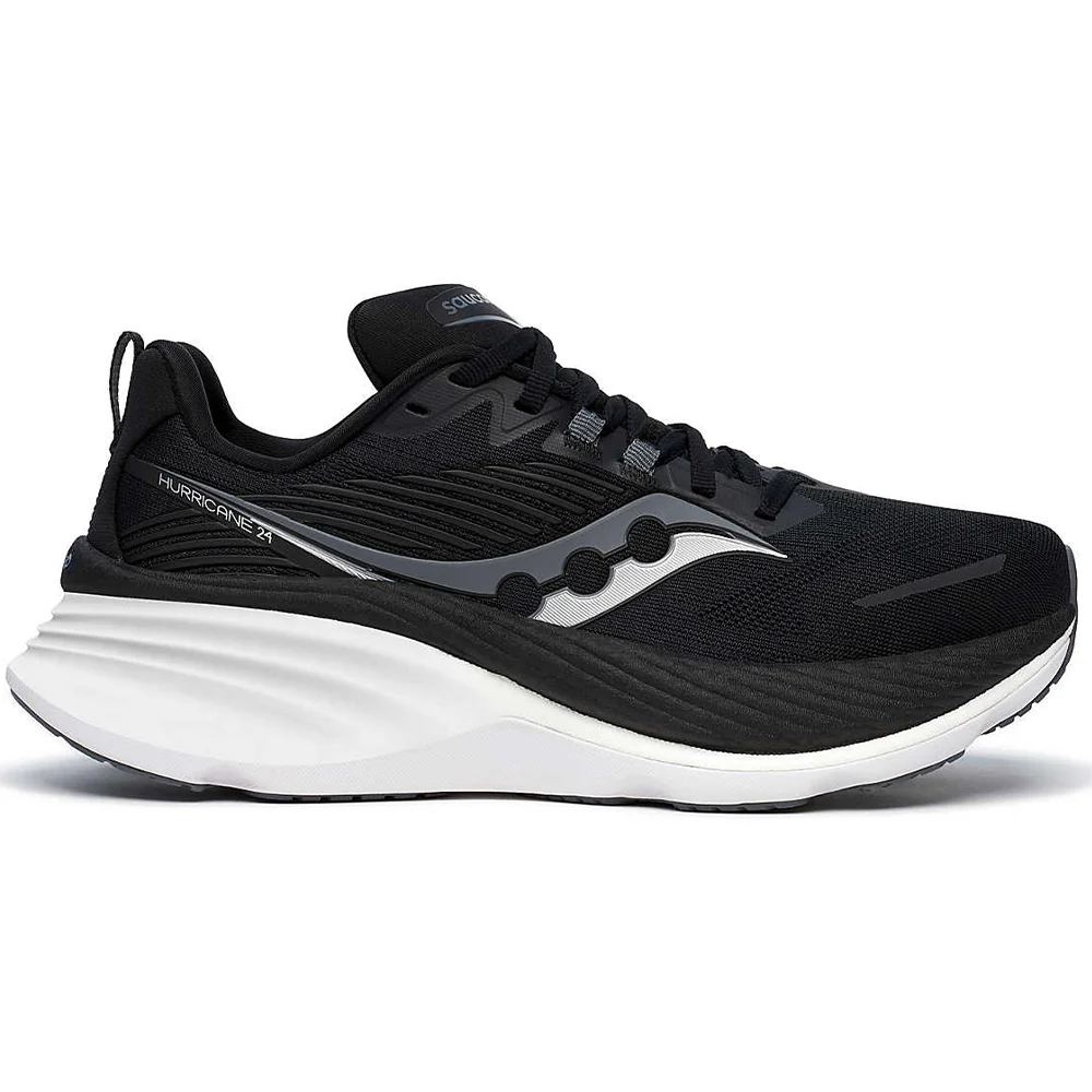 Women's Saucony Hurricane 24, Black/Carbon, 9.5 B Medium