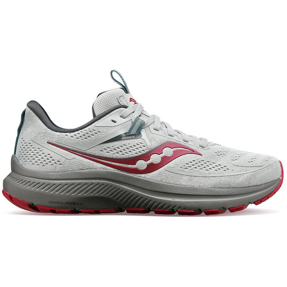 Women's Saucony Omni 21, Concrete/Berry, 7 B Medium