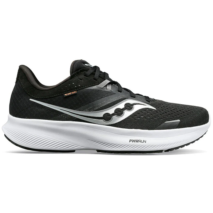 Women's Saucony Ride 16, Black/White, 6 B Medium