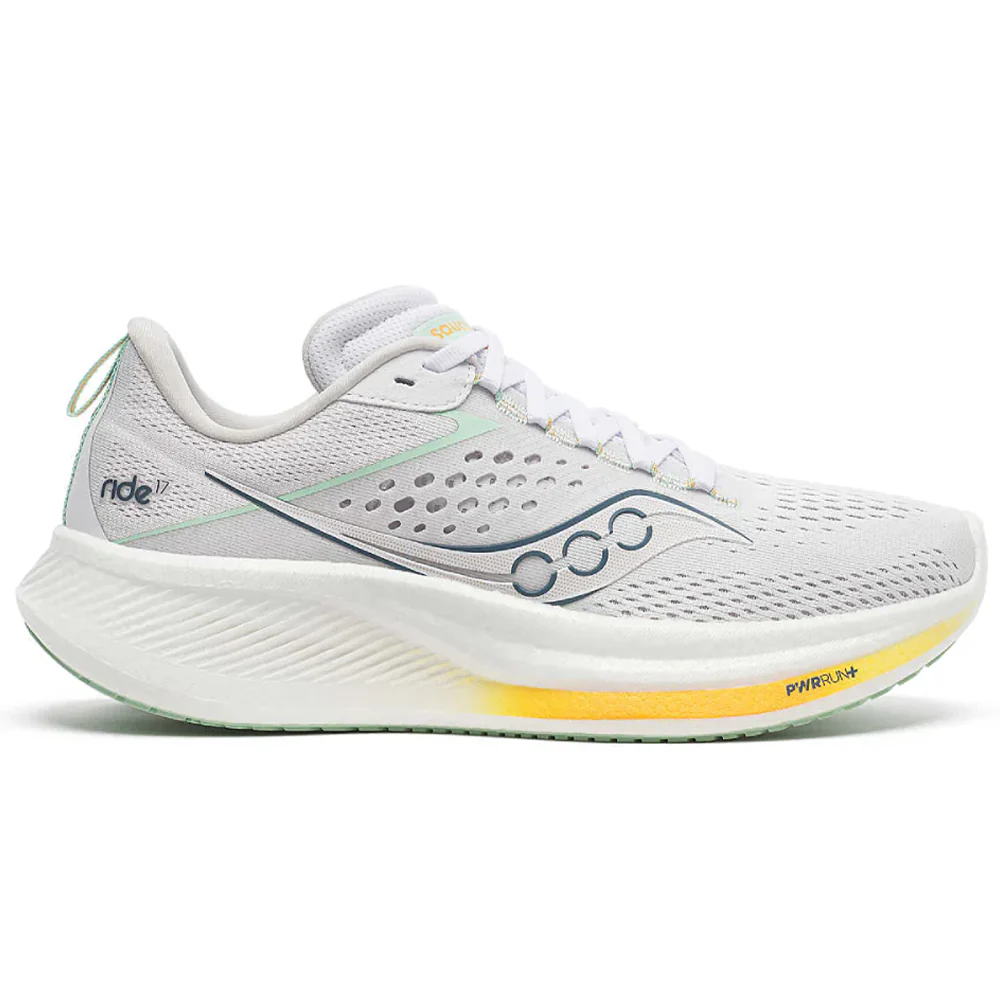 Women's Saucony Ride 17, White/Peel, 6.5 B Medium